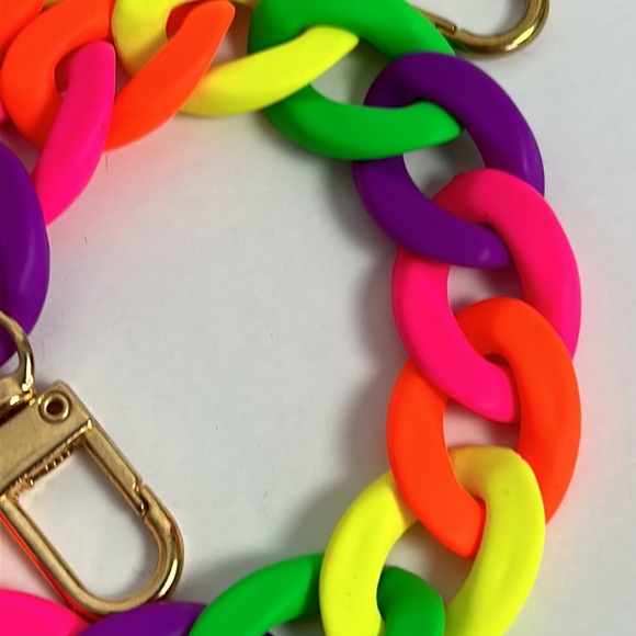 Acrylic smooth finish chain link strap, neon rainbow - Picture 2 of 6